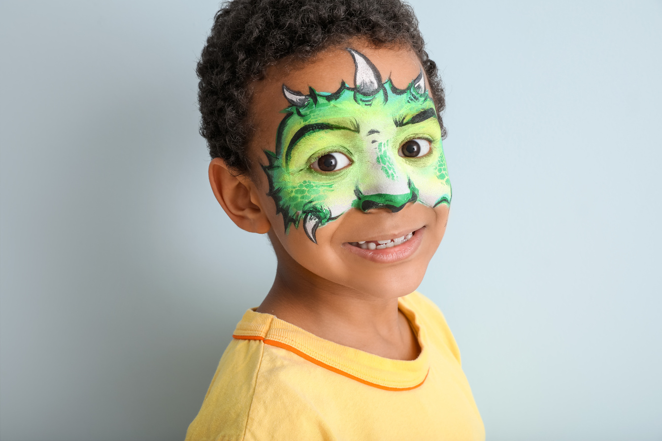 Funny African-American Boy with Face Painting 